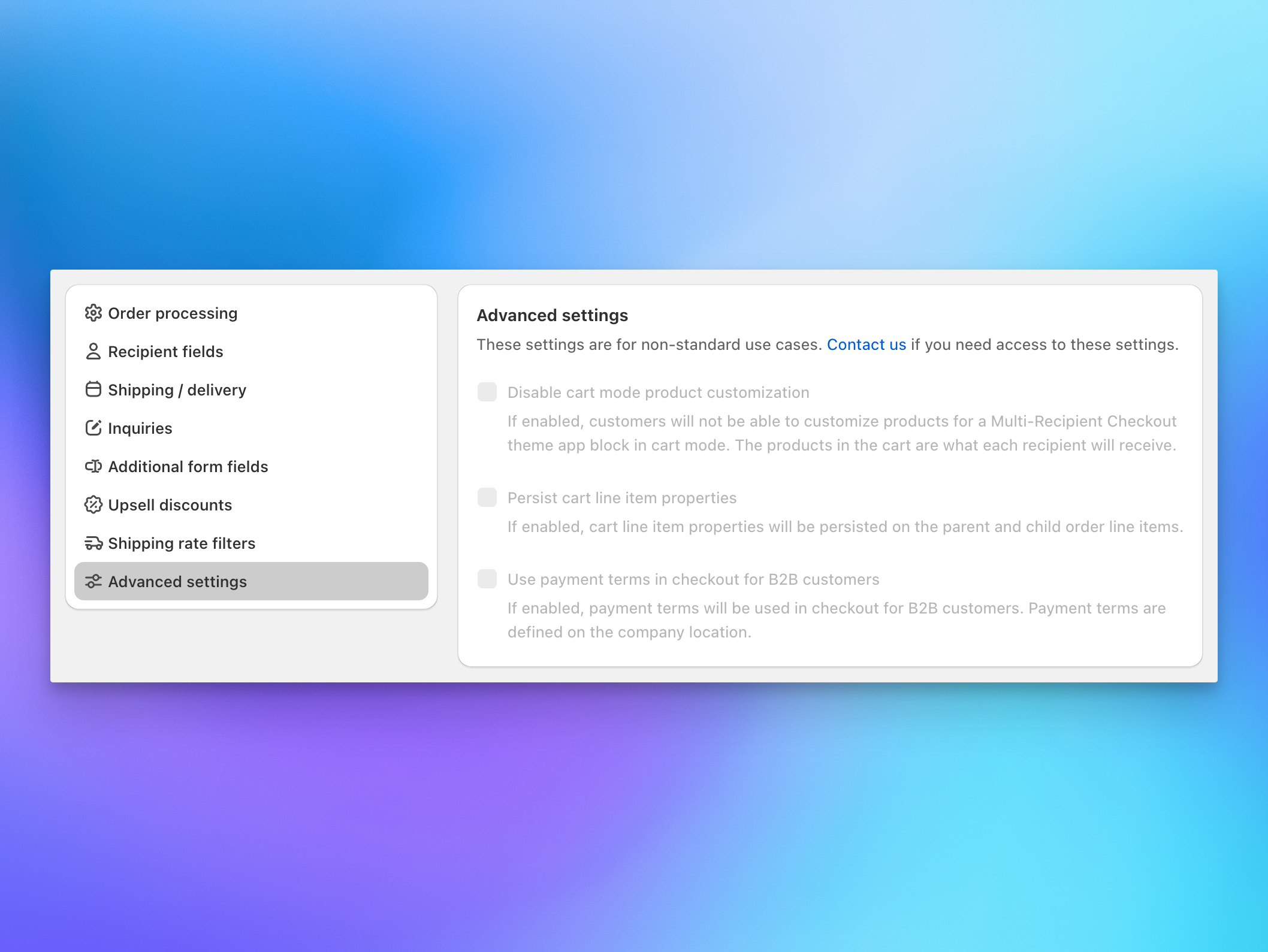 Send To Many advanced checkout settings for Shopify multi-recipient order configuration