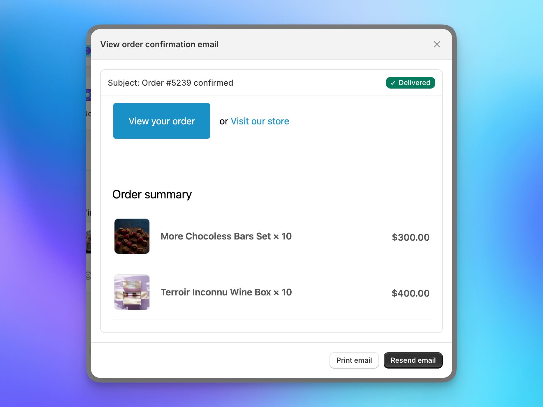 Product images showing in invoice email